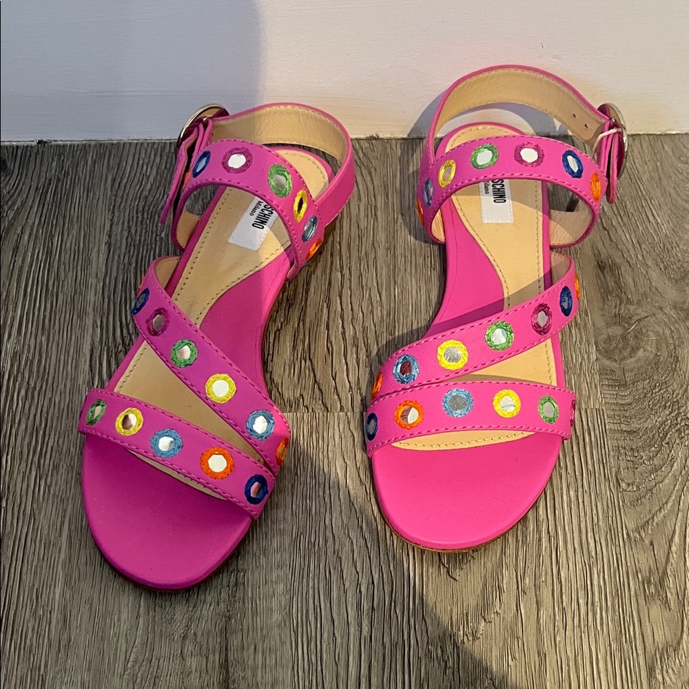 Moschino Pink Sandals with Multicolor Accents